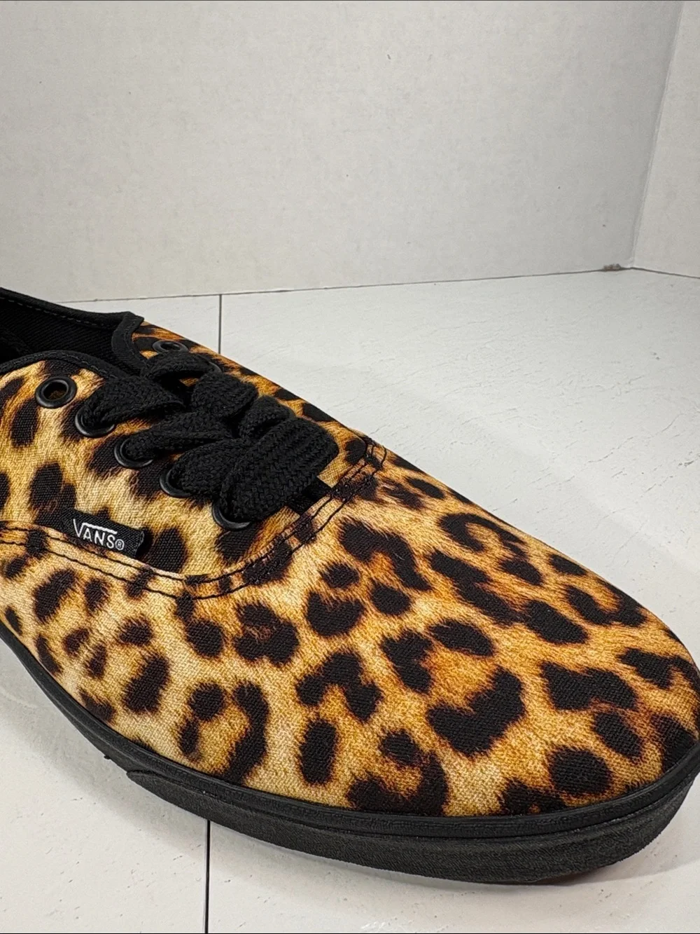 Vans Authentic Leopard Print Sneakers - Black/Yellow Men’s 10